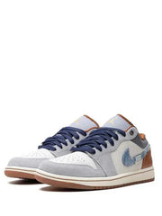 Nik e Air Jordan 1 Low SE Phantom Repaired Denim Swoosh