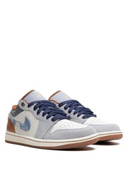 Nik e Air Jordan 1 Low SE Phantom Repaired Denim Swoosh