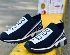 Dolce & Gabbana Black White Slip on Sorrennto